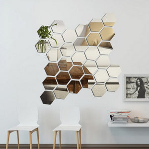 3D Hexagon Acrylic Mirror Wall Stickers  12Pcs Gizzmopro