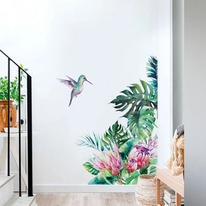 Removable Tropical Leaves Flowers Bird Wall Stickers freeshipping - Gizzmopro