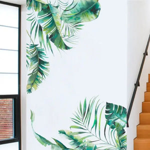 Removable Tropical Leaves Flowers Bird Wall Stickers Gizzmopro