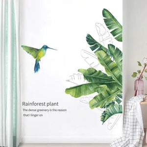 Removable Tropical Leaves Flowers Bird Wall Stickers Gizzmopro